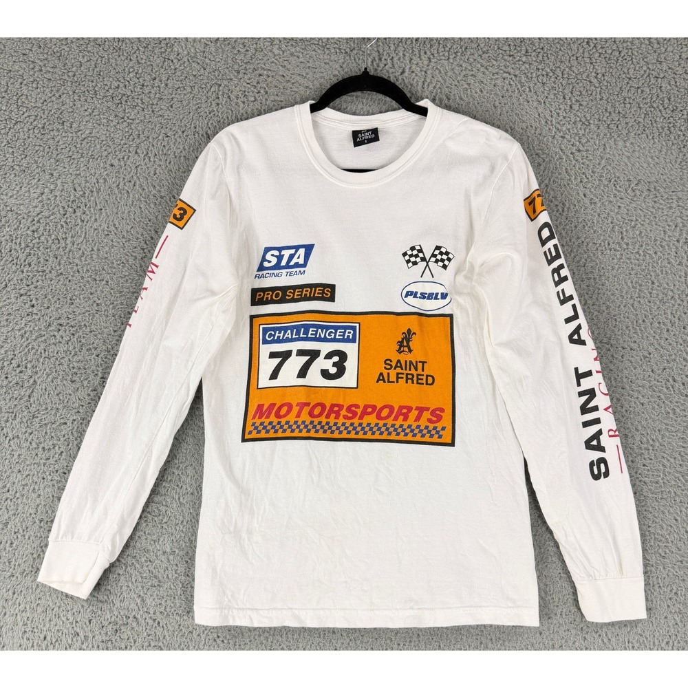 Saint Alfred T Shirt Mens S White Long Sleeve Motorsports Racing 773 Graphic Tee